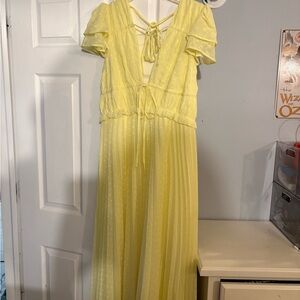 ASOS Pale Yellow Maxi Dress with Flutter Sleeves